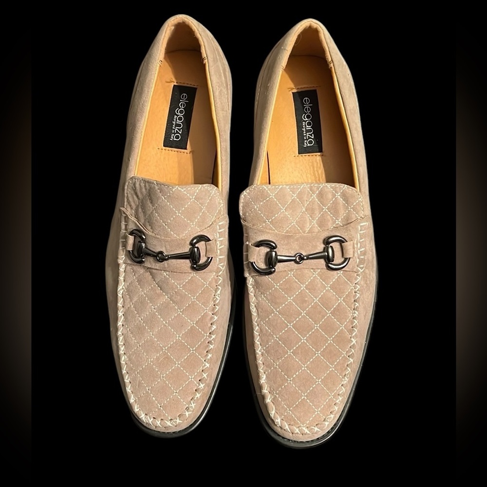 Eleganza Beige Suede like Men’s Dress Shoes Size 10 1/2